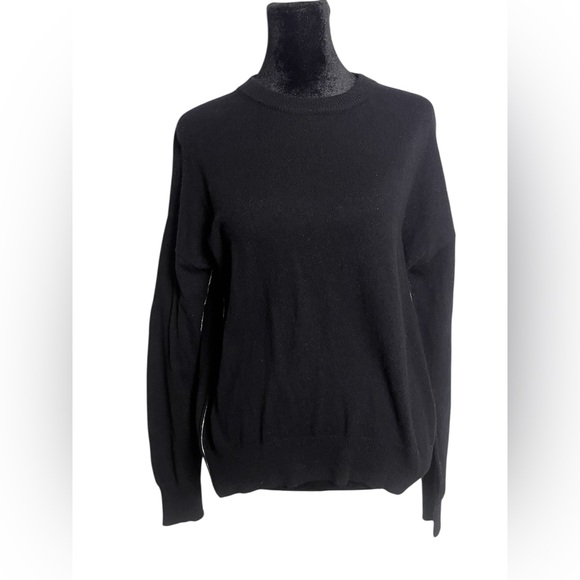 Berenice Black Merino Wool Sweater Angel Wings Raw Seams - Picture 4 of 7